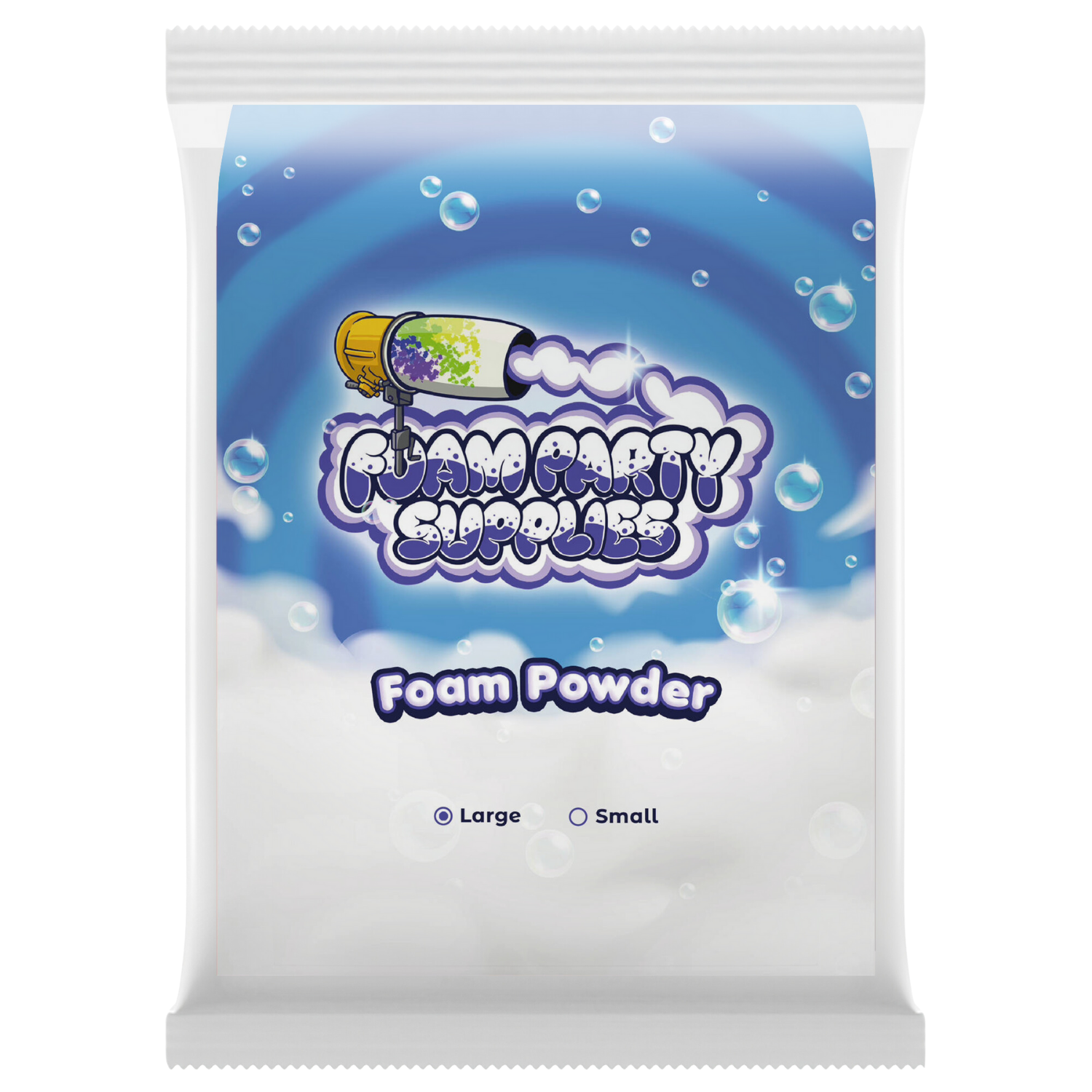 A large bag of Foam Party Supplies' Foam Powder for foam party machines