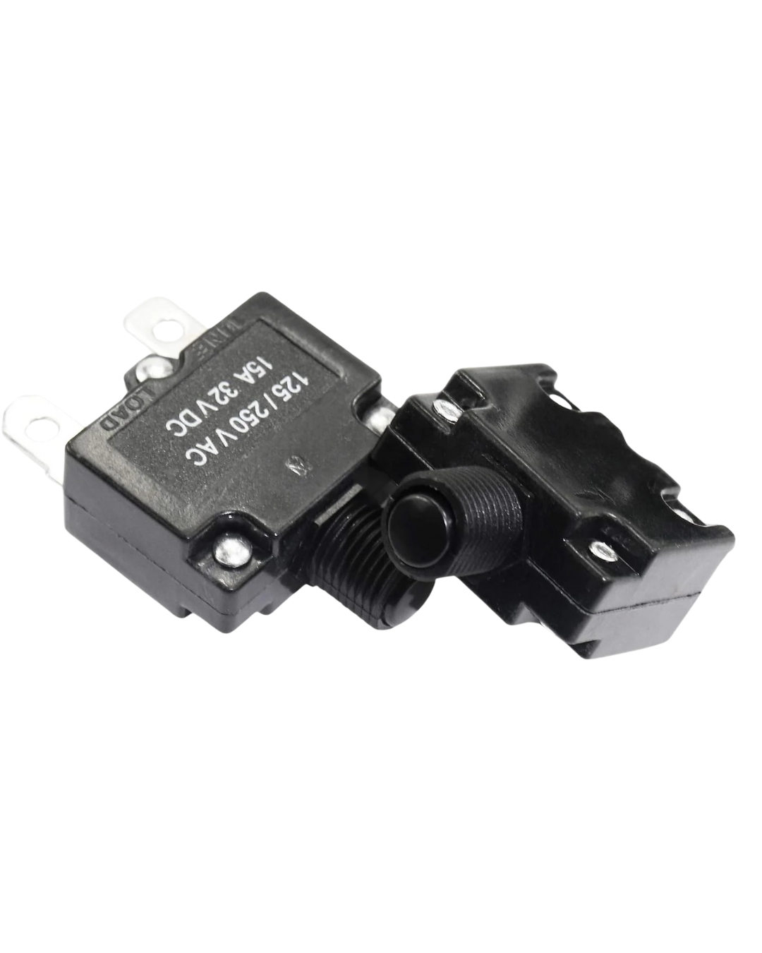 15Amp Circuit Breakers with Push Button Reset 32VDC,AC125-250V with Quick Connect Terminals and Waterproof Button Cap