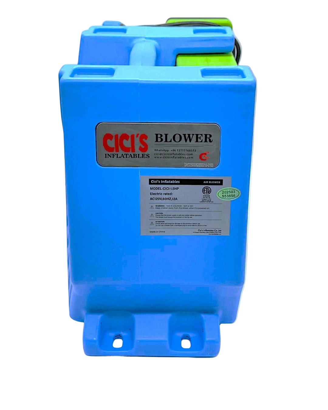 1.5HP, Inflatable Bounce House Blower