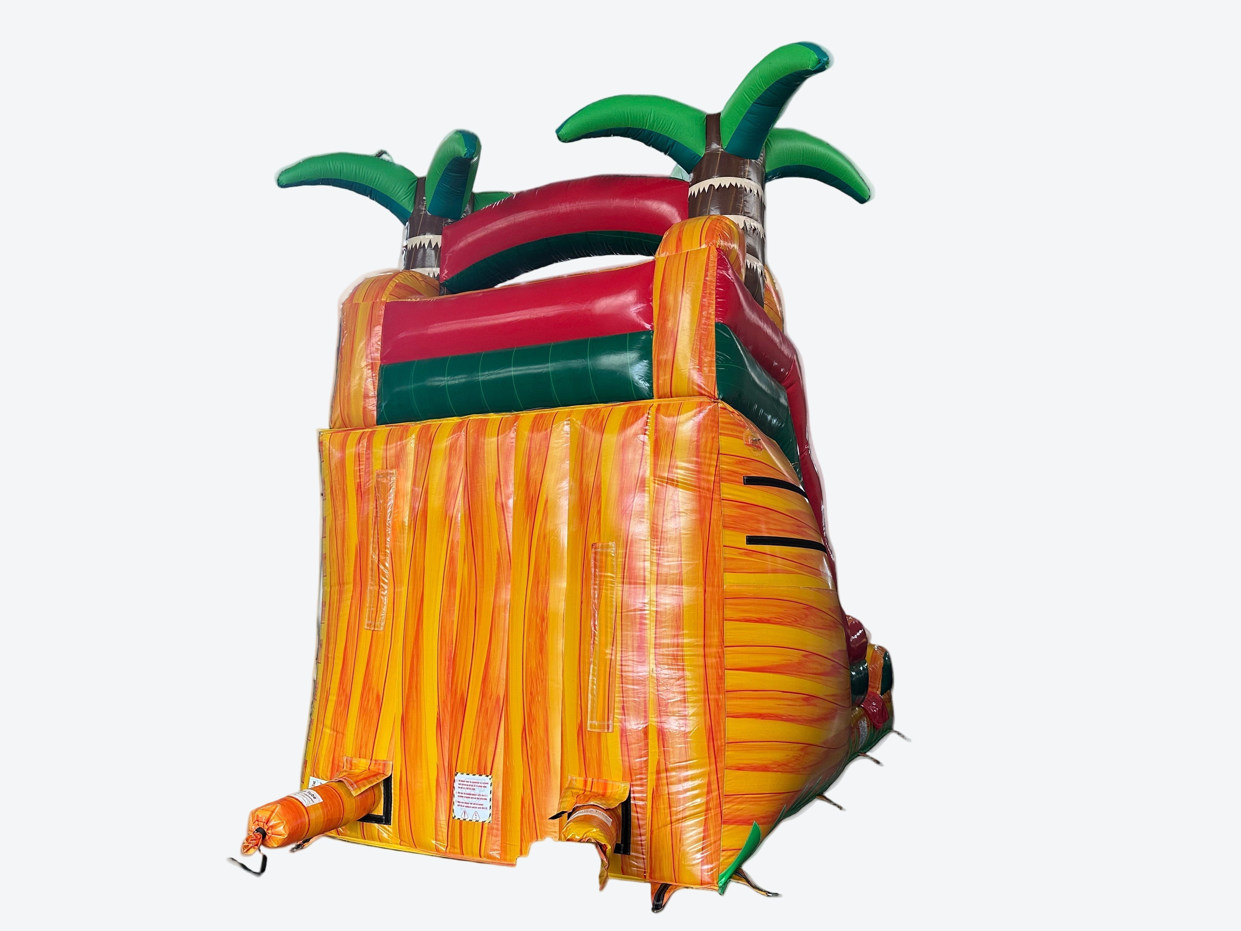 Inflatable slide with palm tree design