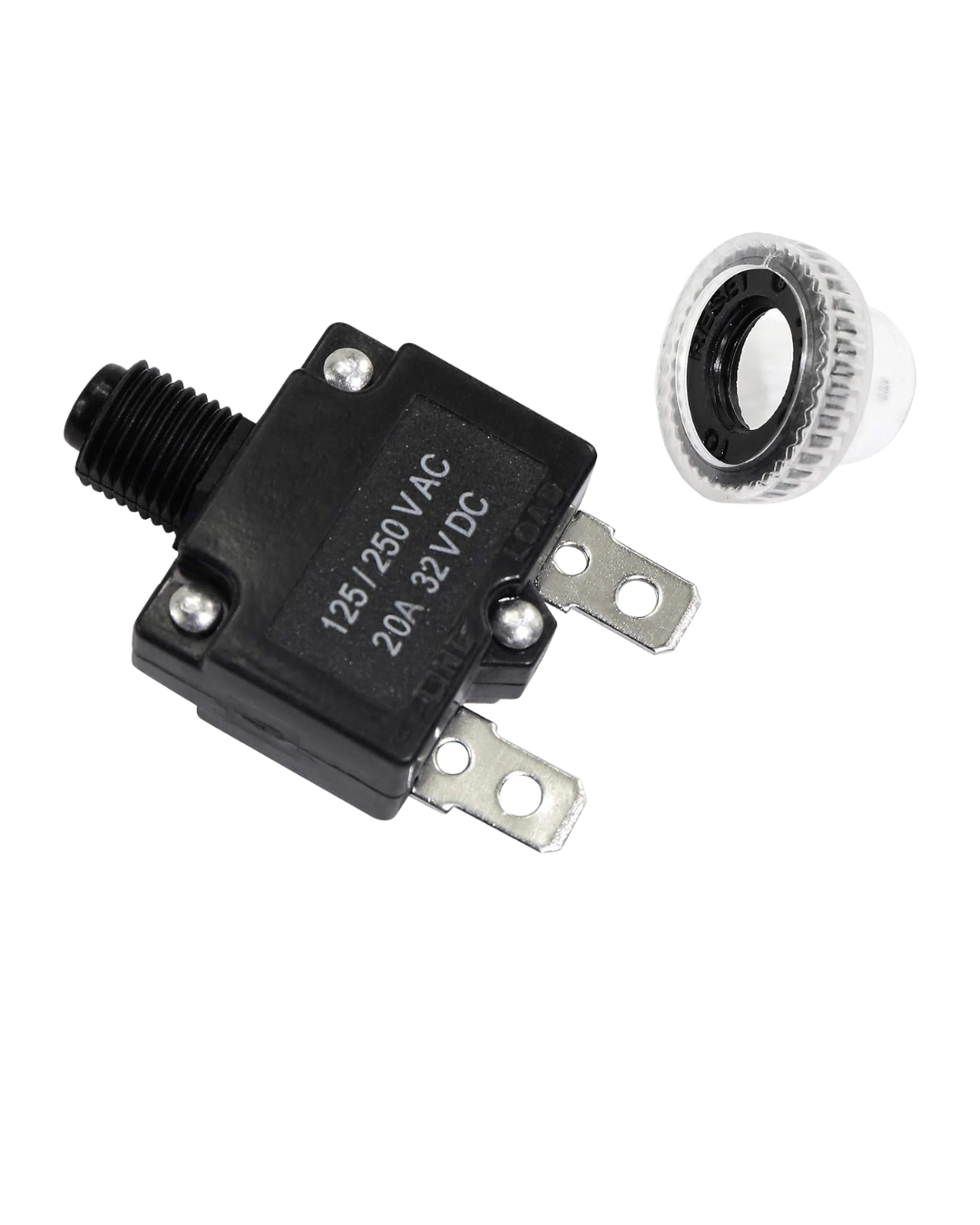 20Amp Circuit Breakers with Push Button Reset with Quick Connect Terminals and Waterproof Button Cap