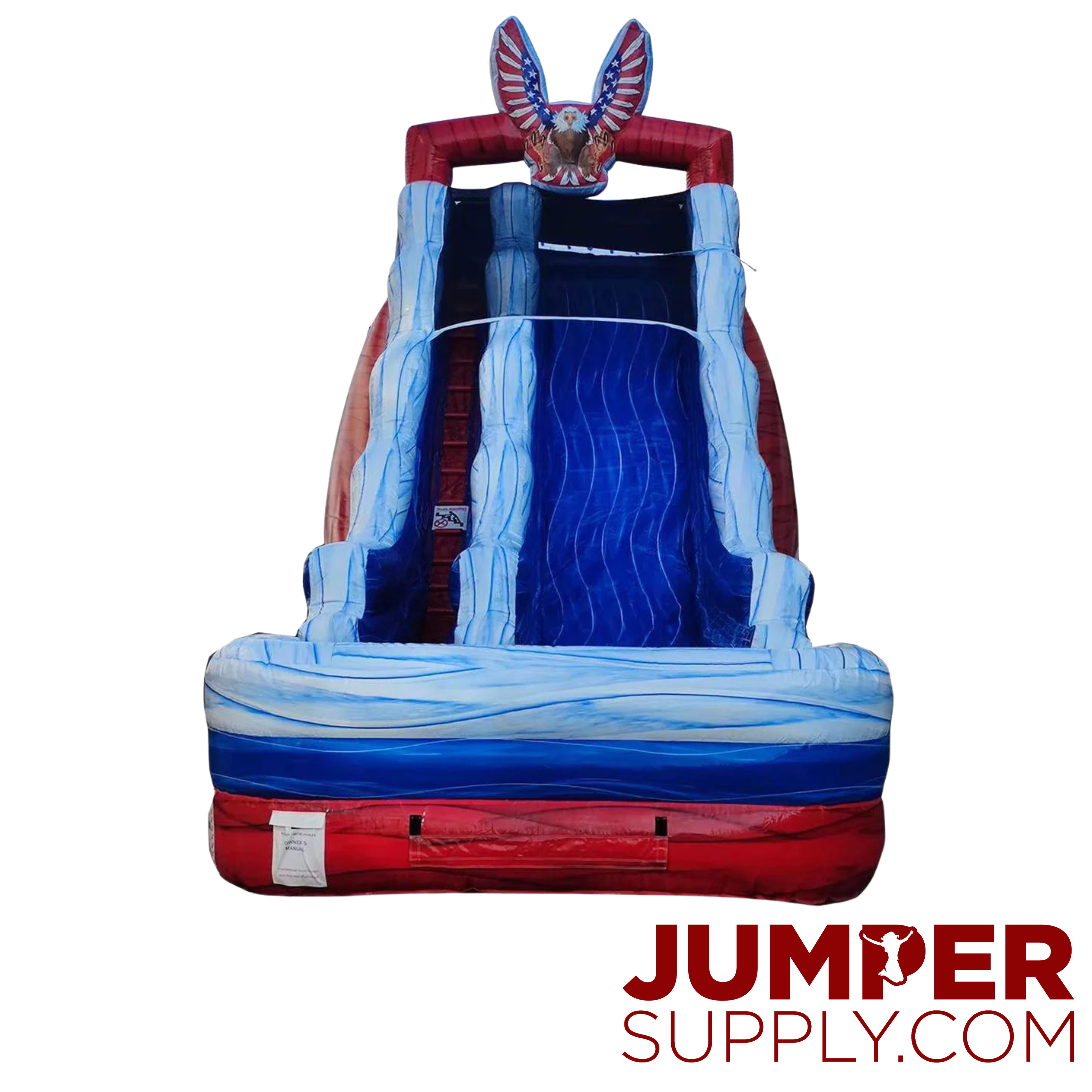 20' Water Slide - Red & Blue Marble with American Eagle & Removable Pool, Sitting Height - 14
