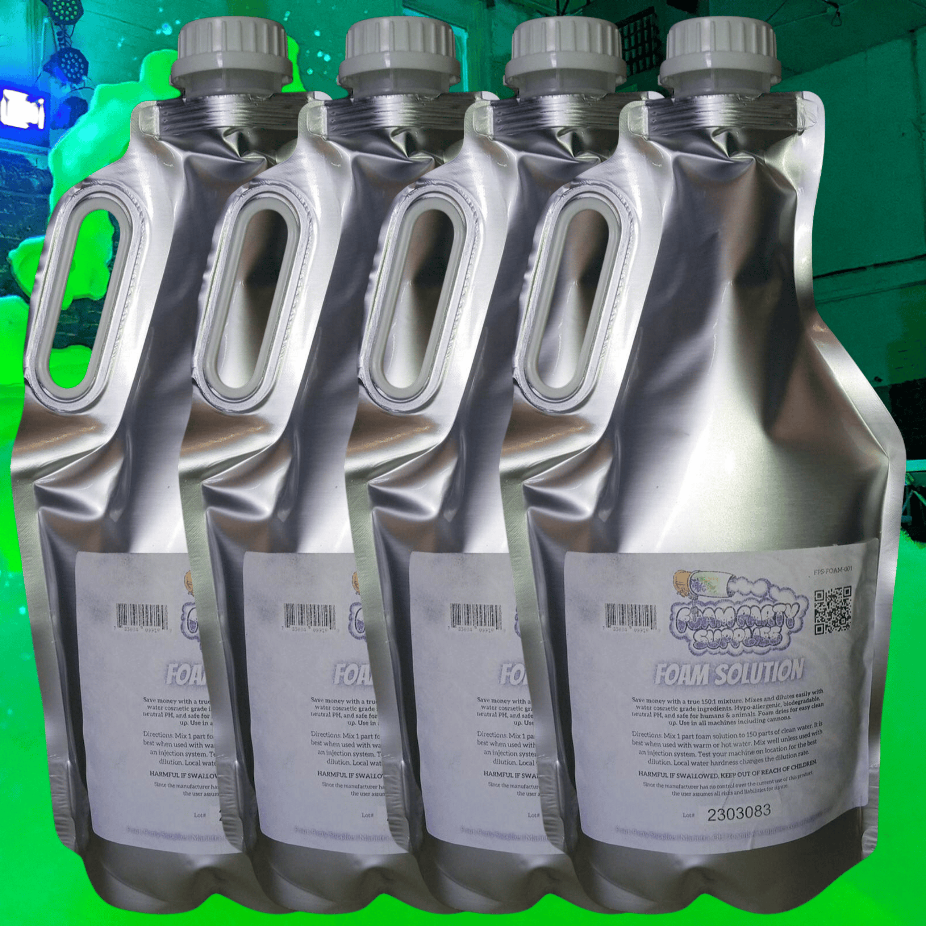 4 contains of UV glow party foam machine solution