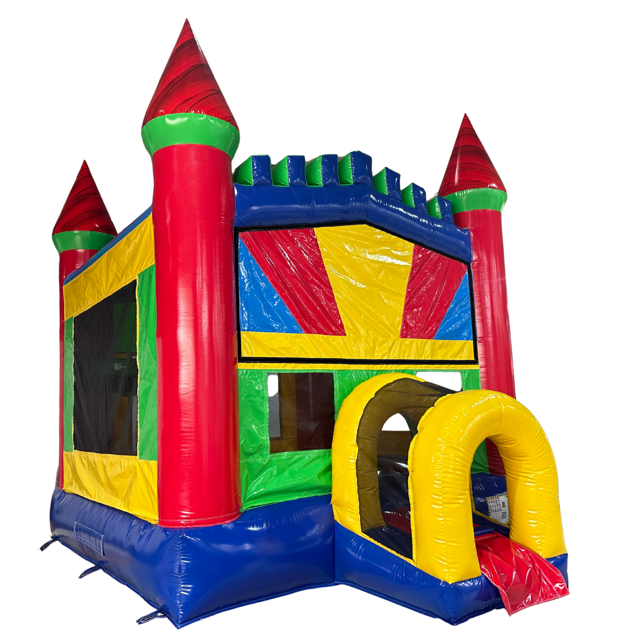 Classic Castle Bounce House – Primary Colors- Red Tips