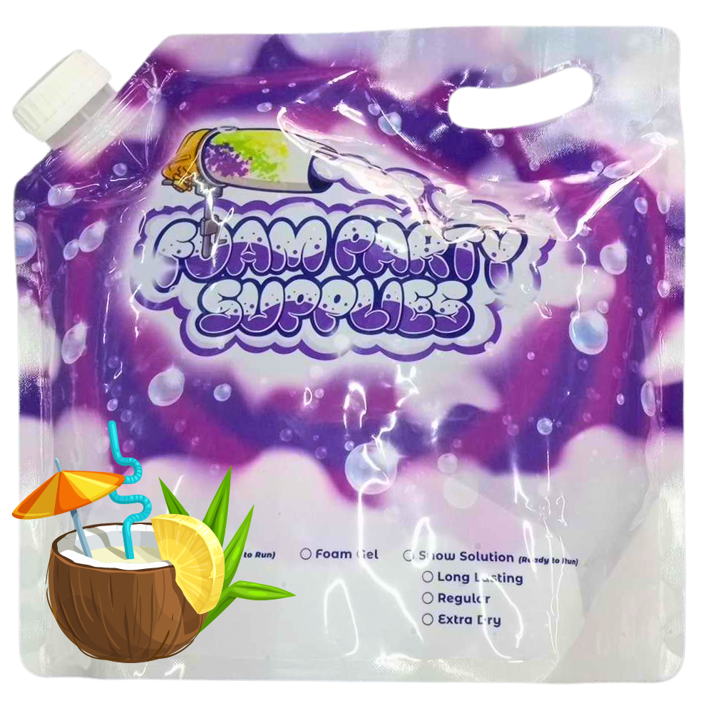 Packet of pina colada scented party foam machine gel solution