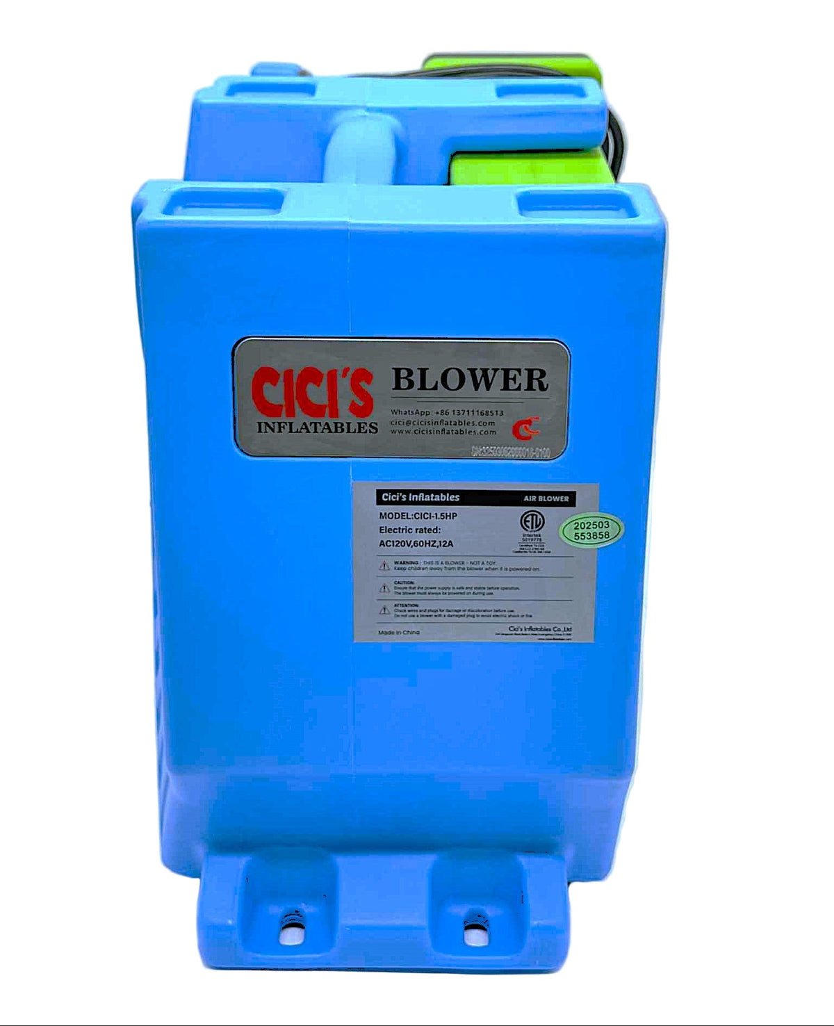 1.5HP, Inflatable Bounce House Blower