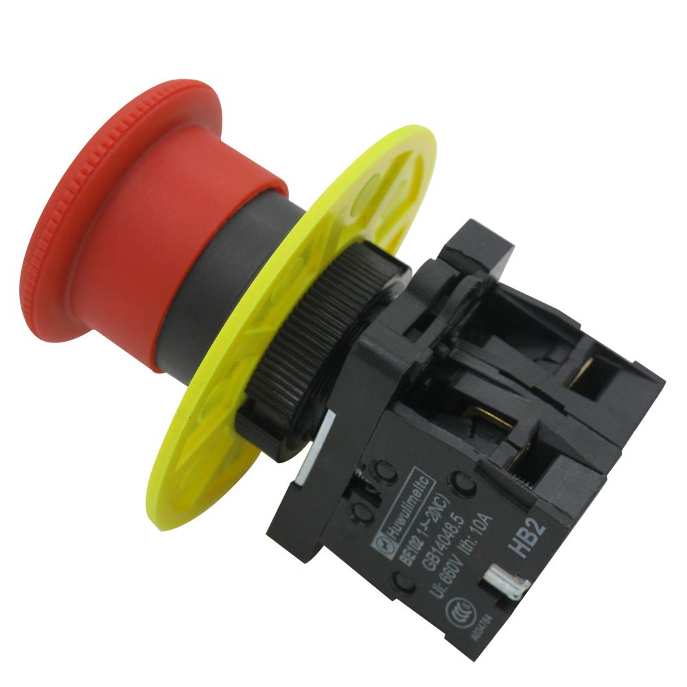 Red Mushroom Emergency Stop Push Button Switch AC 660V 10A
