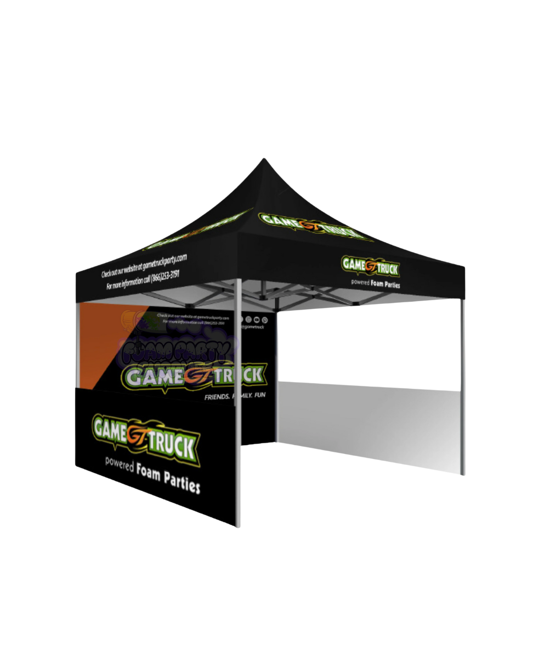 5x5 Custom Classic Foam Party Tent with Backdrop & Side Half Walls