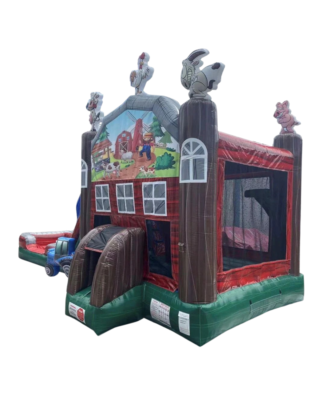 7-1 Barn Yard Double Lane Combo Wave Wet Dry Slide with Hoop