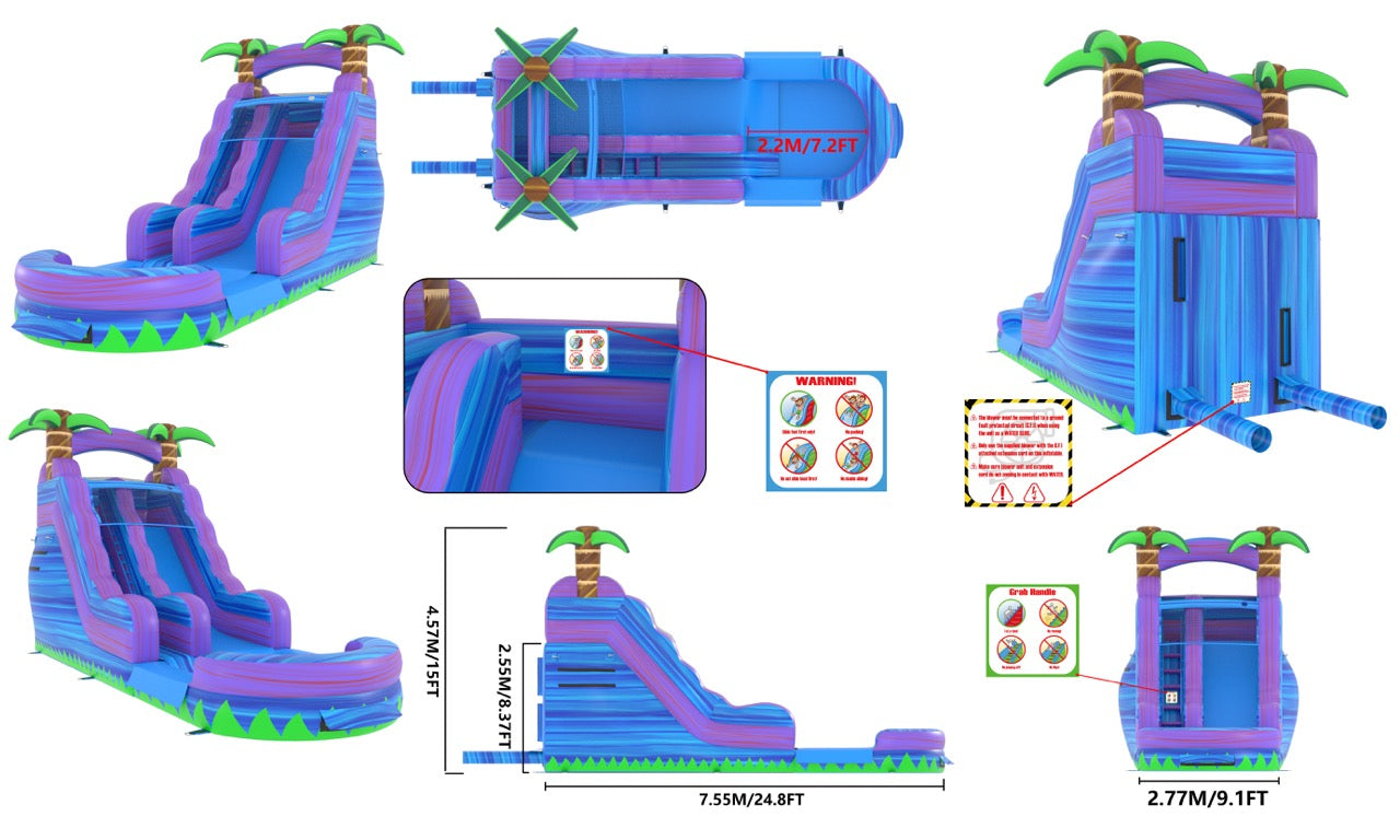 15' Blue Crush Water Slide SL