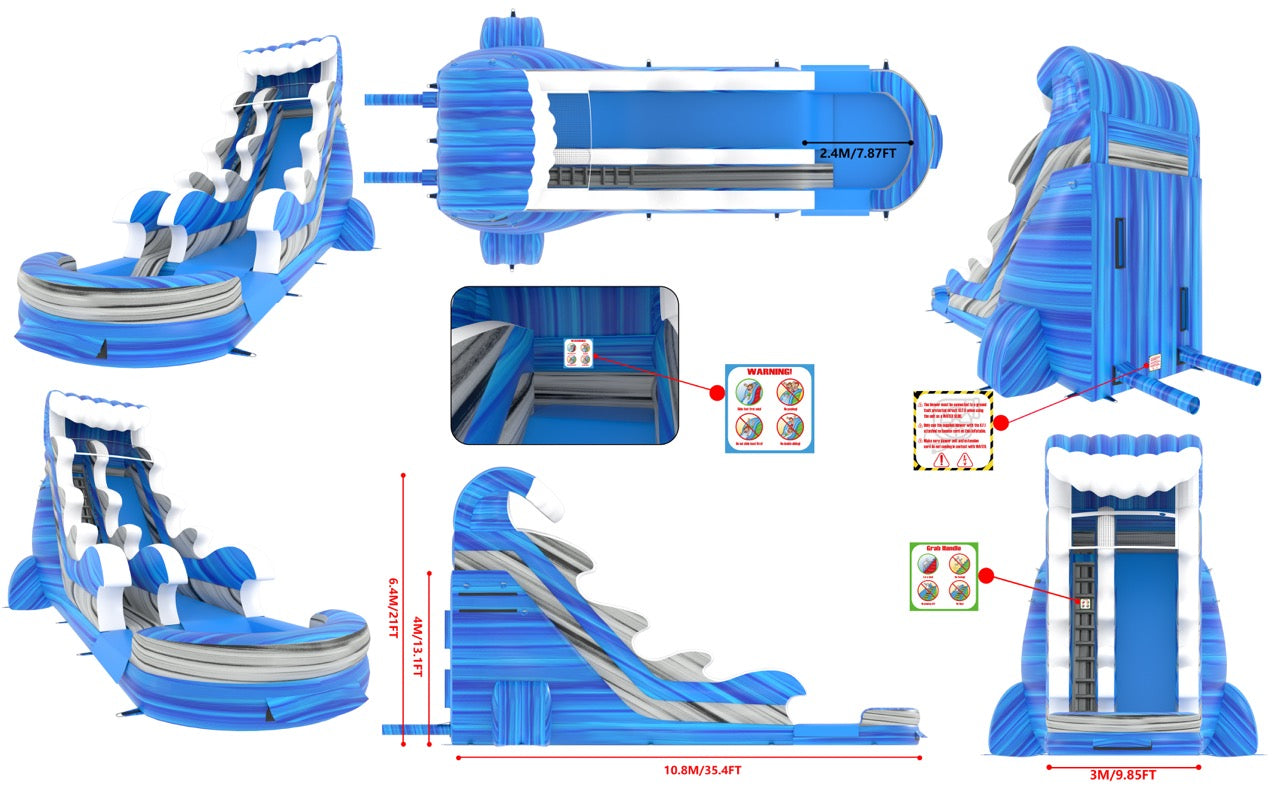 22' Blue Crush Tsunami Water Slide SL