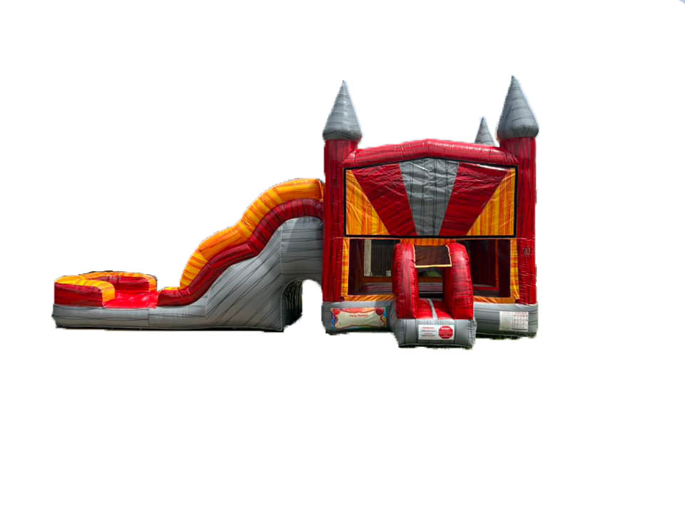 7-1 Double Lane Lava Combo Wave Wet Dry Slide with Hoop