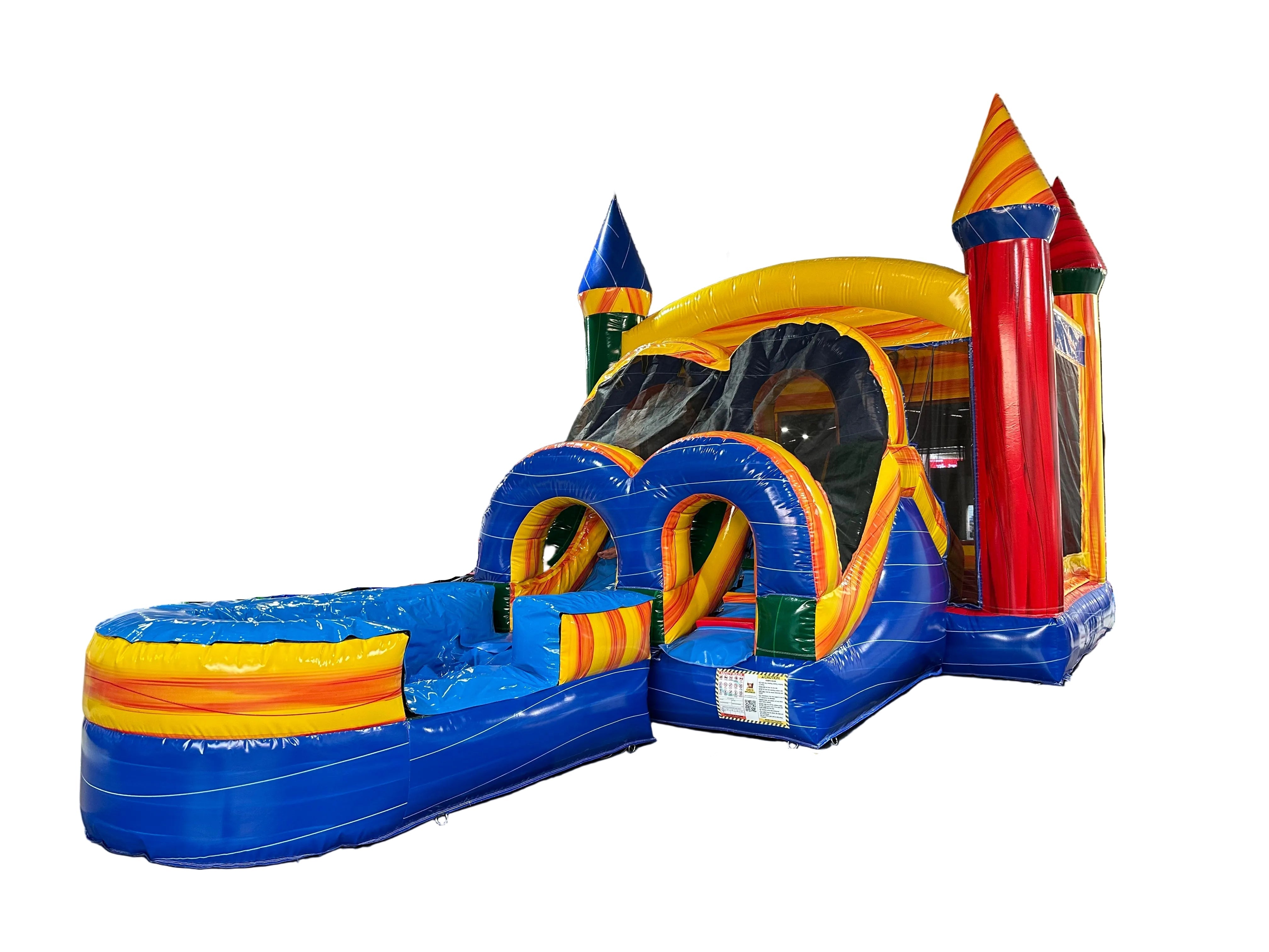 Bounce house combo- Castle Inflatable with Slide and Pool – Multi-Color