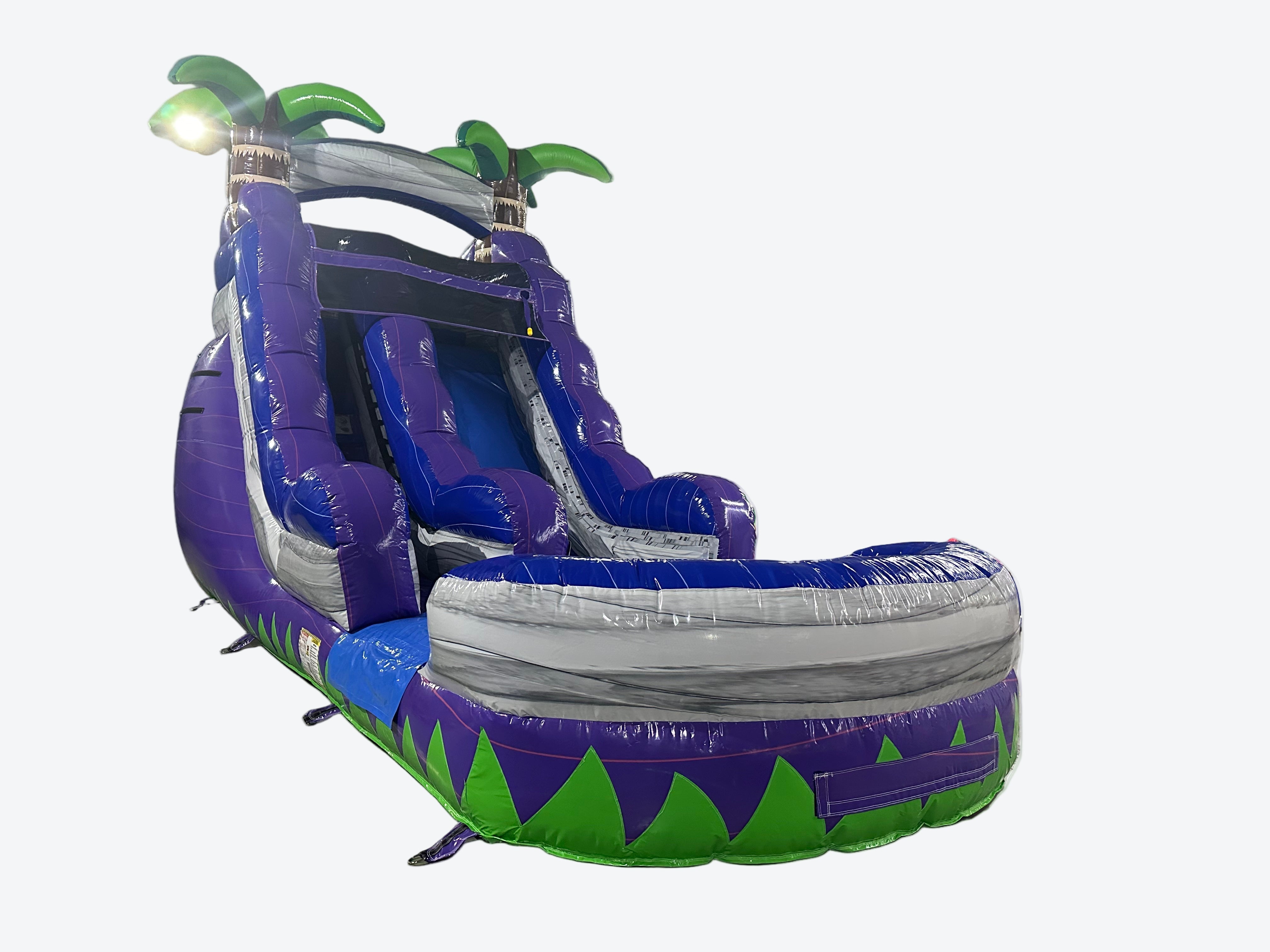 Inflatable water slide with pool