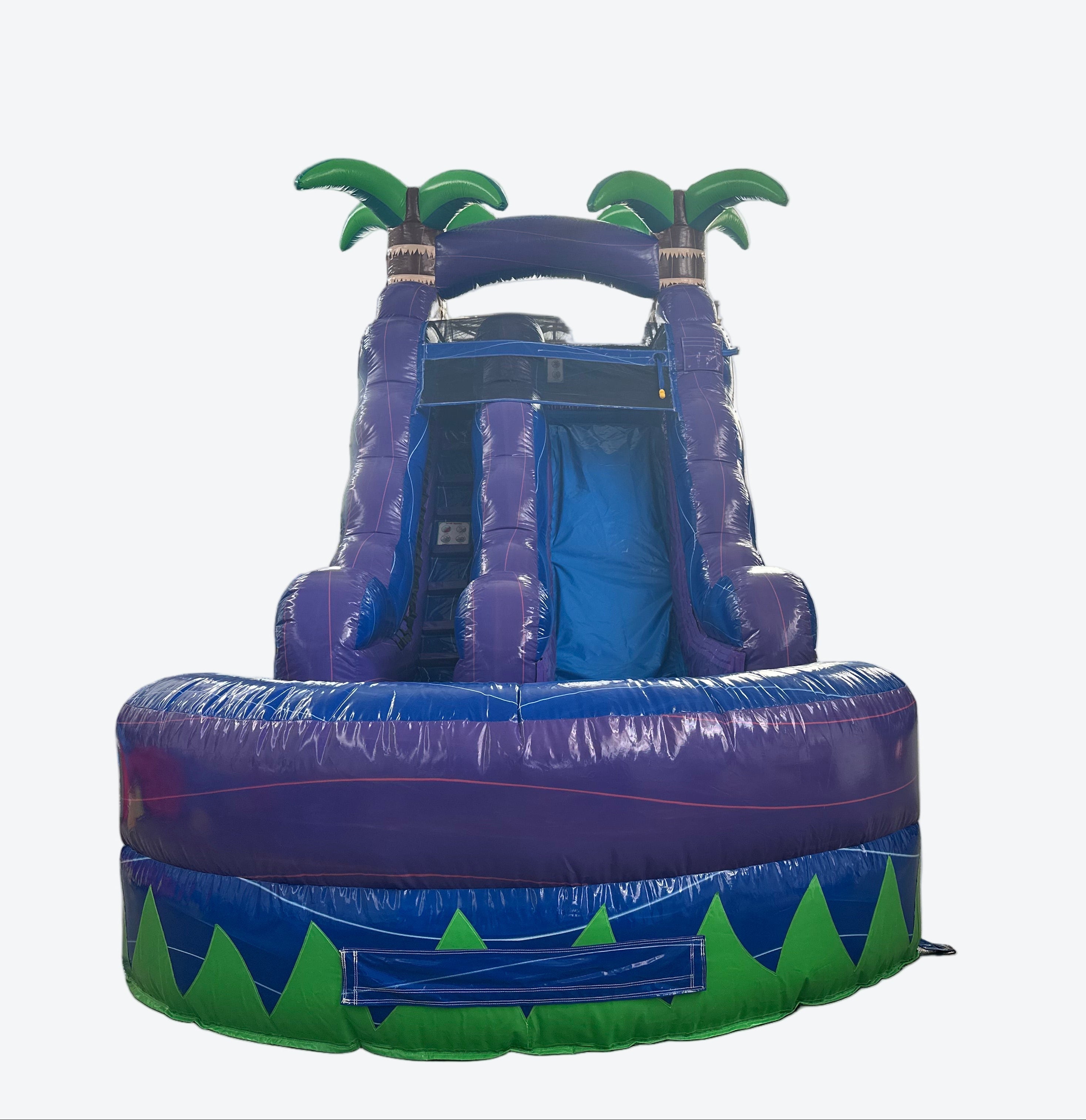 Inflatable water slide with palm tree design. Cici's Inflatables