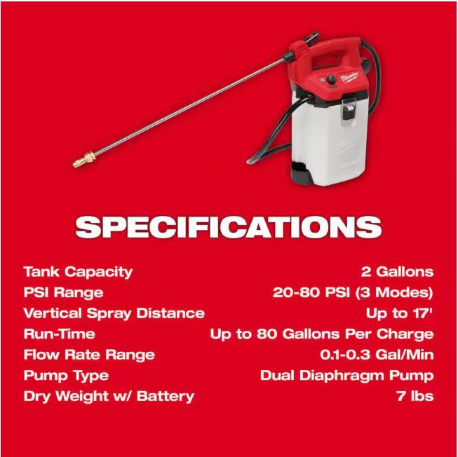 M12 12-Volt 2 Gal. Lithium-Ion Cordless Handheld Sprayer Kit with 2.0 Ah Battery and Charger