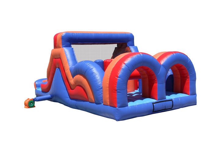 30 Ft One Piece Inflatable Obstacle Course with Wet/Dry Slide