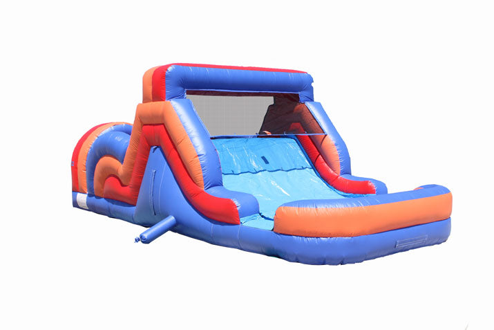 30 Ft One Piece Inflatable Obstacle Course with Wet/Dry Slide
