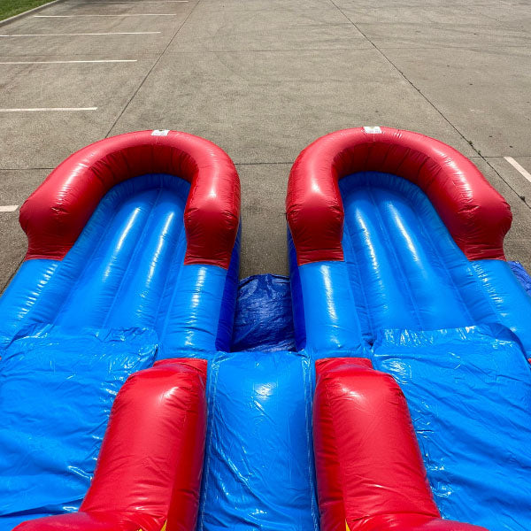 15'H Dual Lane Red n Blue Slide wet n dry