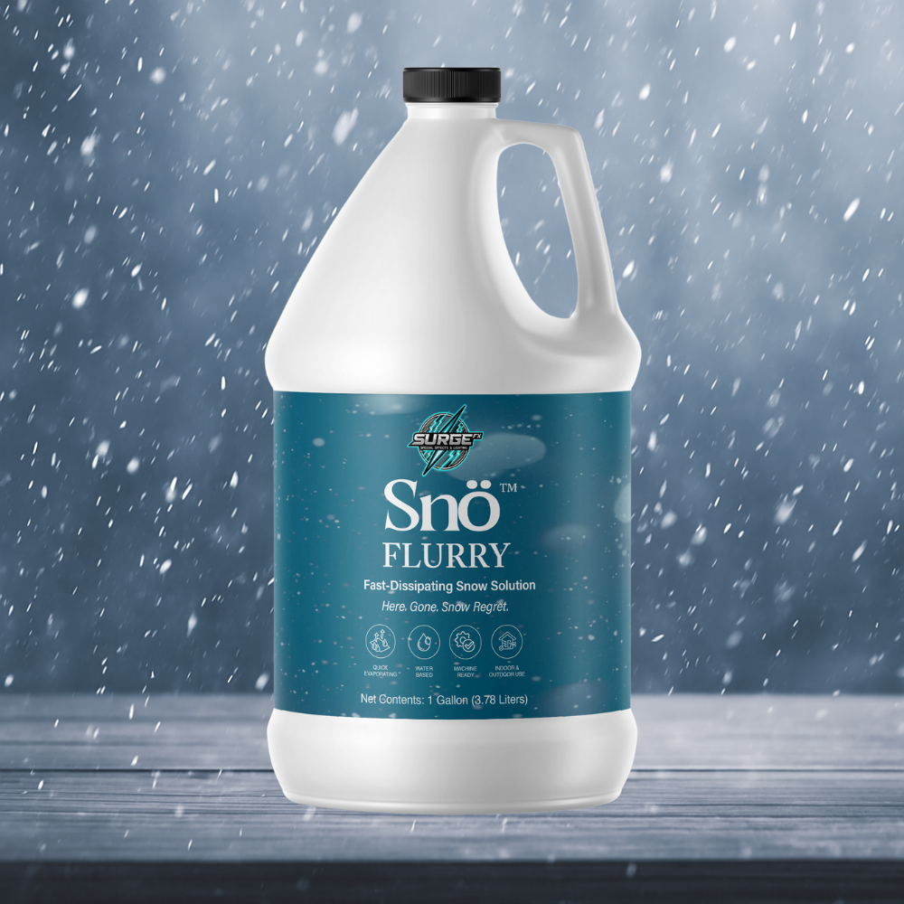 Sno-Flurry quick-dissipating snow solution container from SurgeFX.