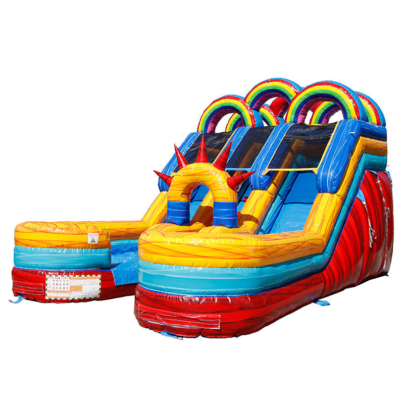 13'H Dual Lane Rainbow Water Slide with Deep Pool