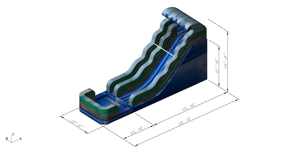 18' Volcano Wet Dry Water Slide
Sewn Pool
