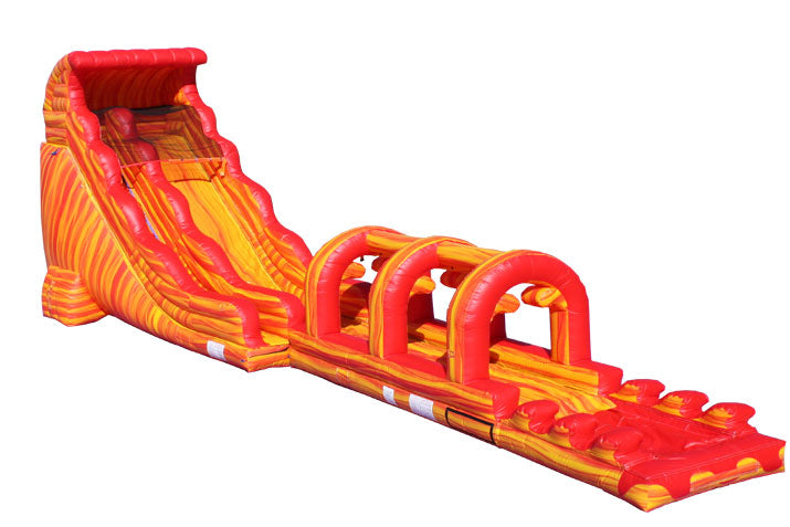 27' Slip Slide & Dip with Pool - Single Lane - Fire Marble - Square Pool (Slip and Slide only)