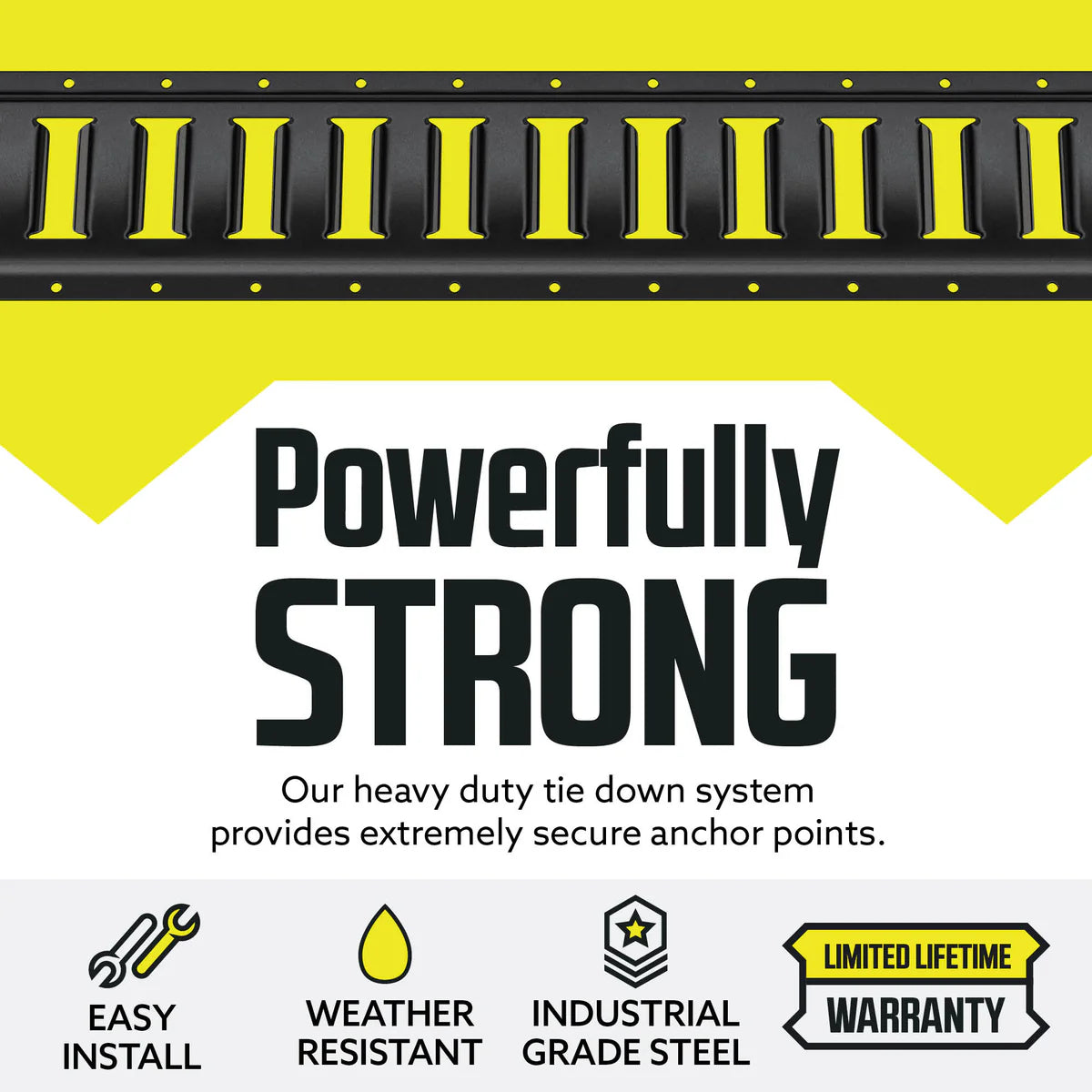 Black Powder-coated Horizontal E track Tie-down Rail