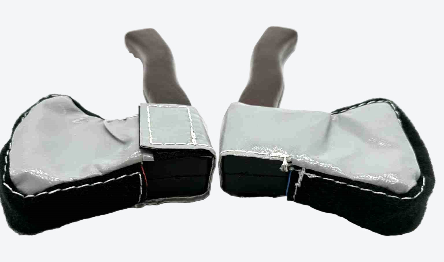 Two black and silver Loop style velcro axes