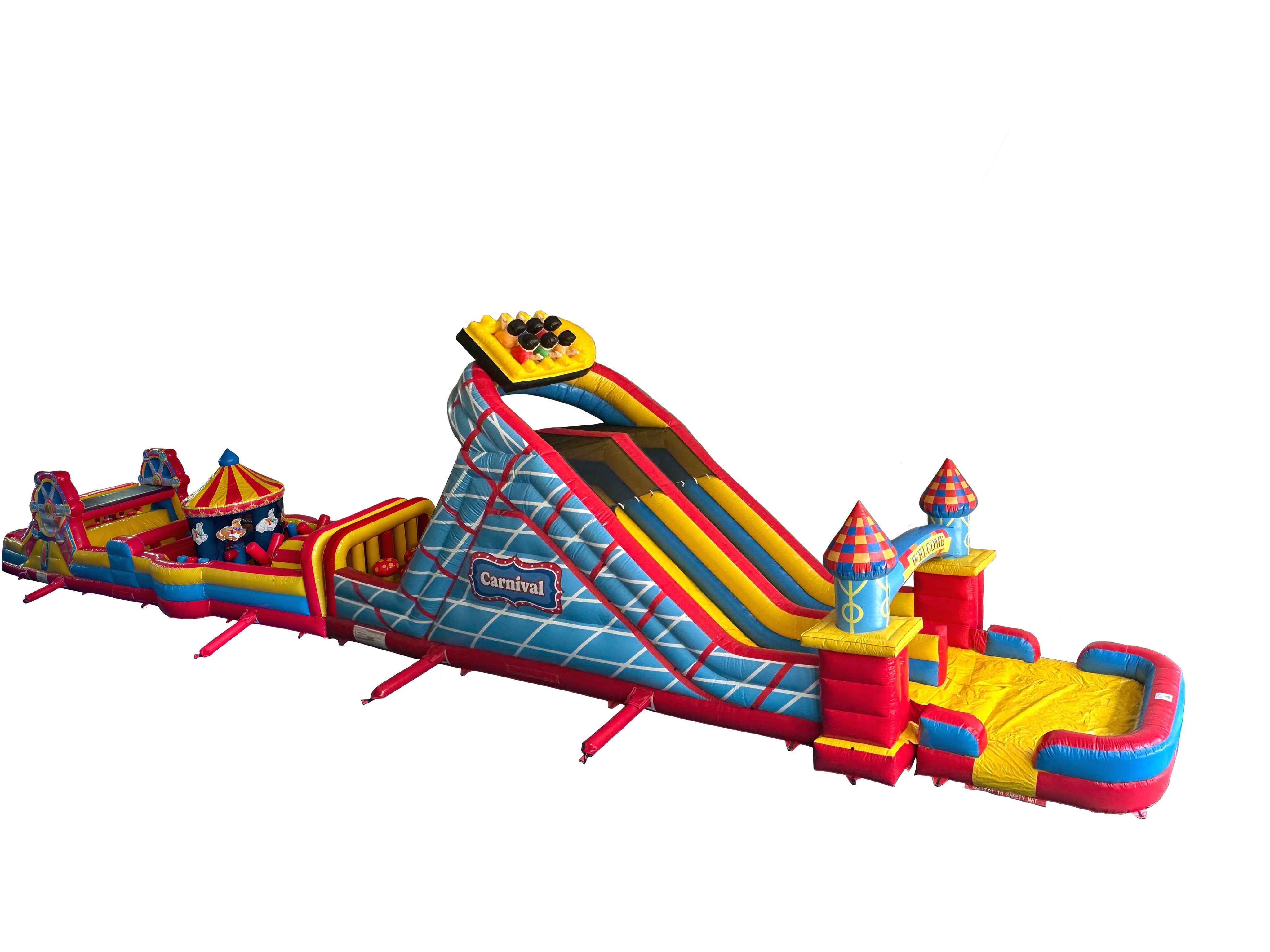 89'L Carnival Obstacle Course with Removable Pool (Free Blower)