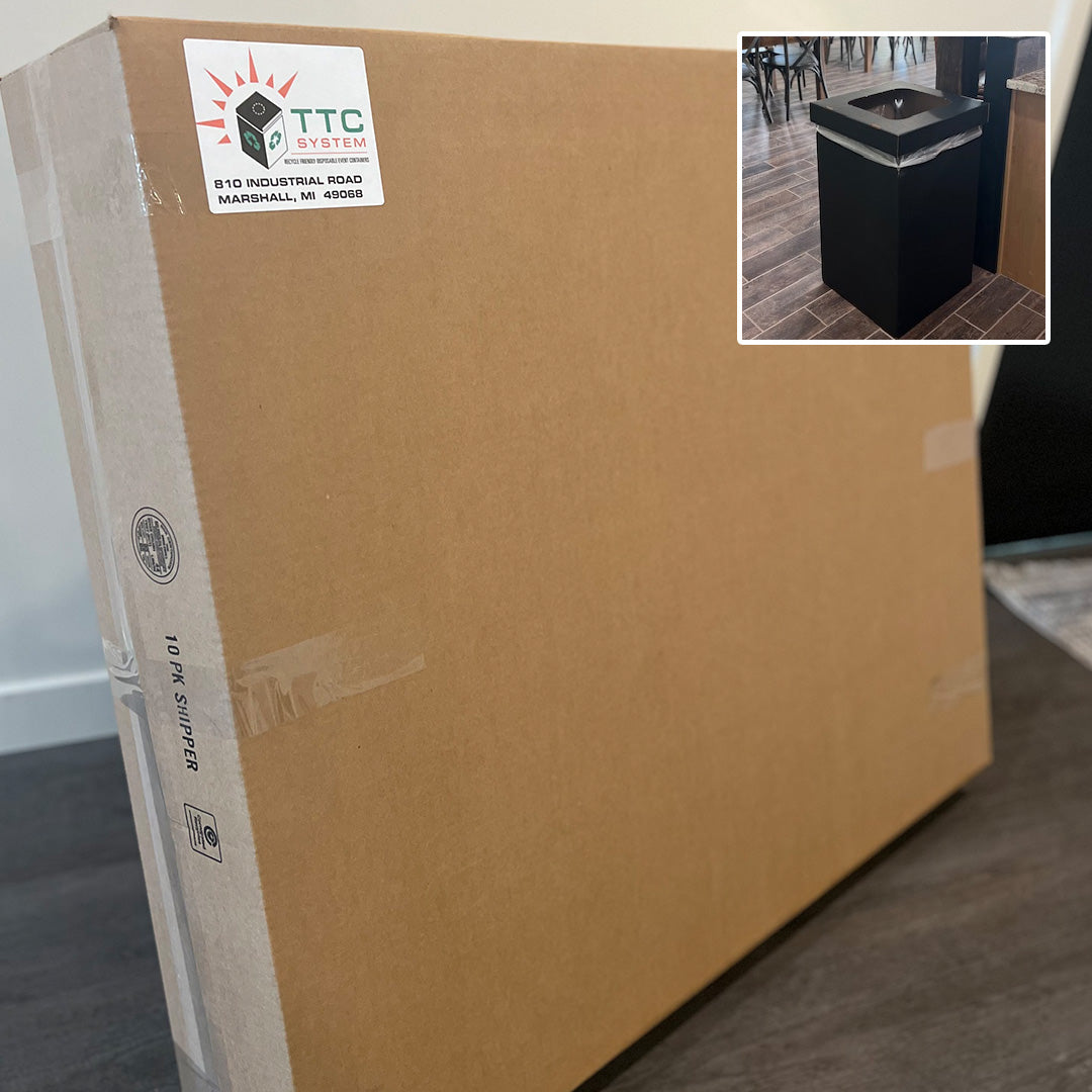 Disposable event cleanup boxes with liner bags