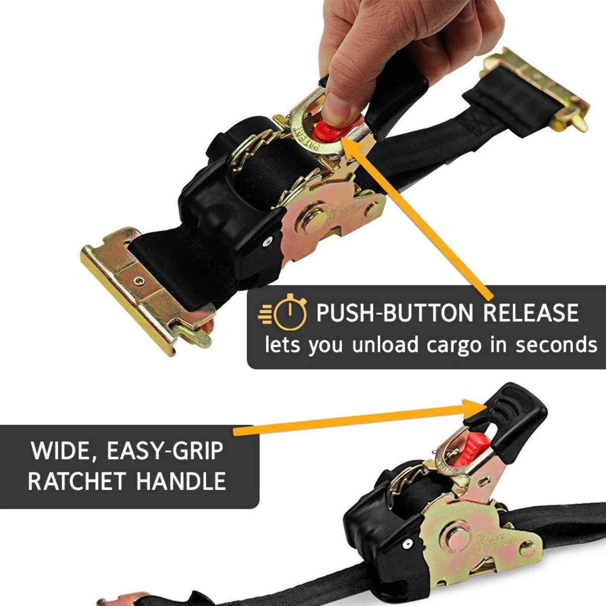 1 inch x 6 ft E track Retractable Ratchet Straps