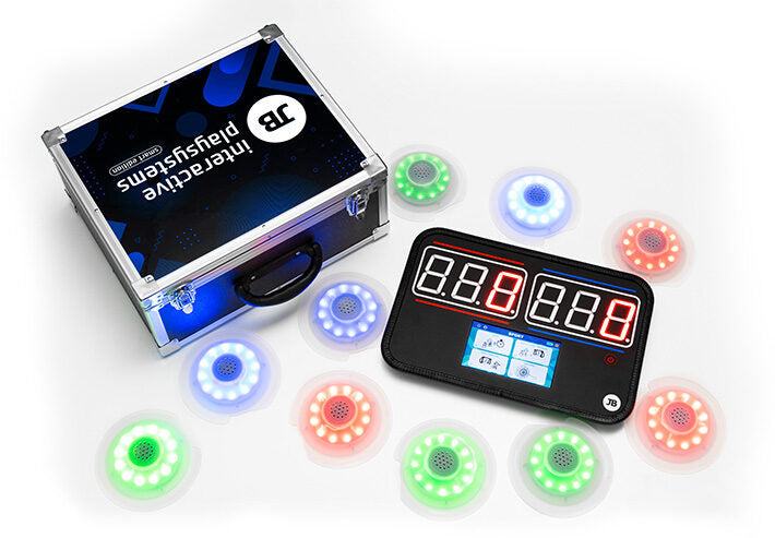 IPS Smart Edition 10 Spot interactive inflatable game front view with LED hit zones.