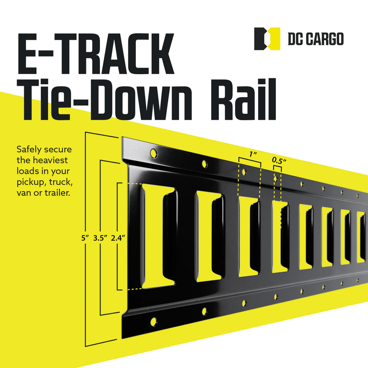 Black Powder-coated Horizontal E track Tie-down Rail