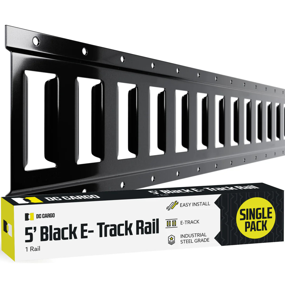 Black Powder-coated Horizontal E track Tie-down Rail