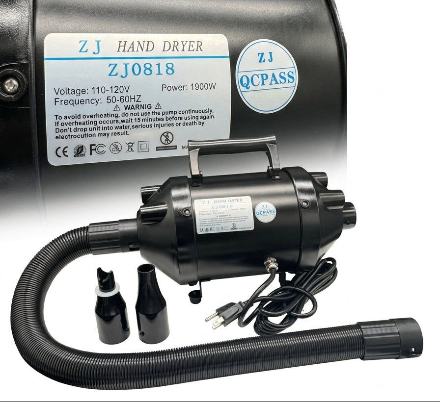 ZJ0818 1900W portable inflatable blower dryer with hose and nozzles