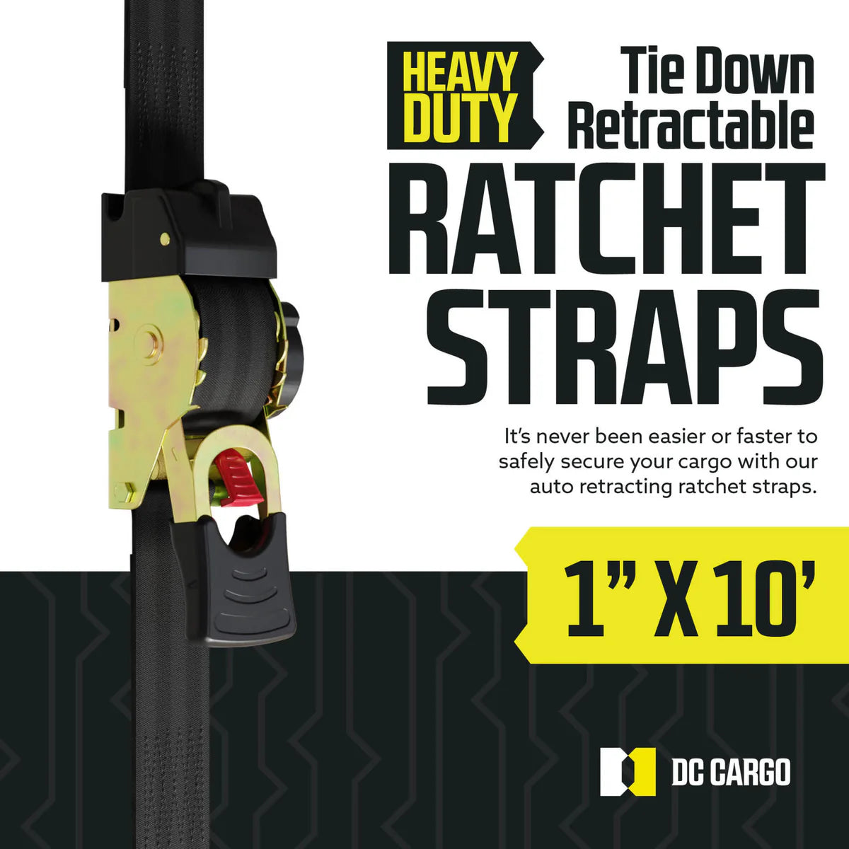 1 inch X 10 ft Retractable Ratchet Straps