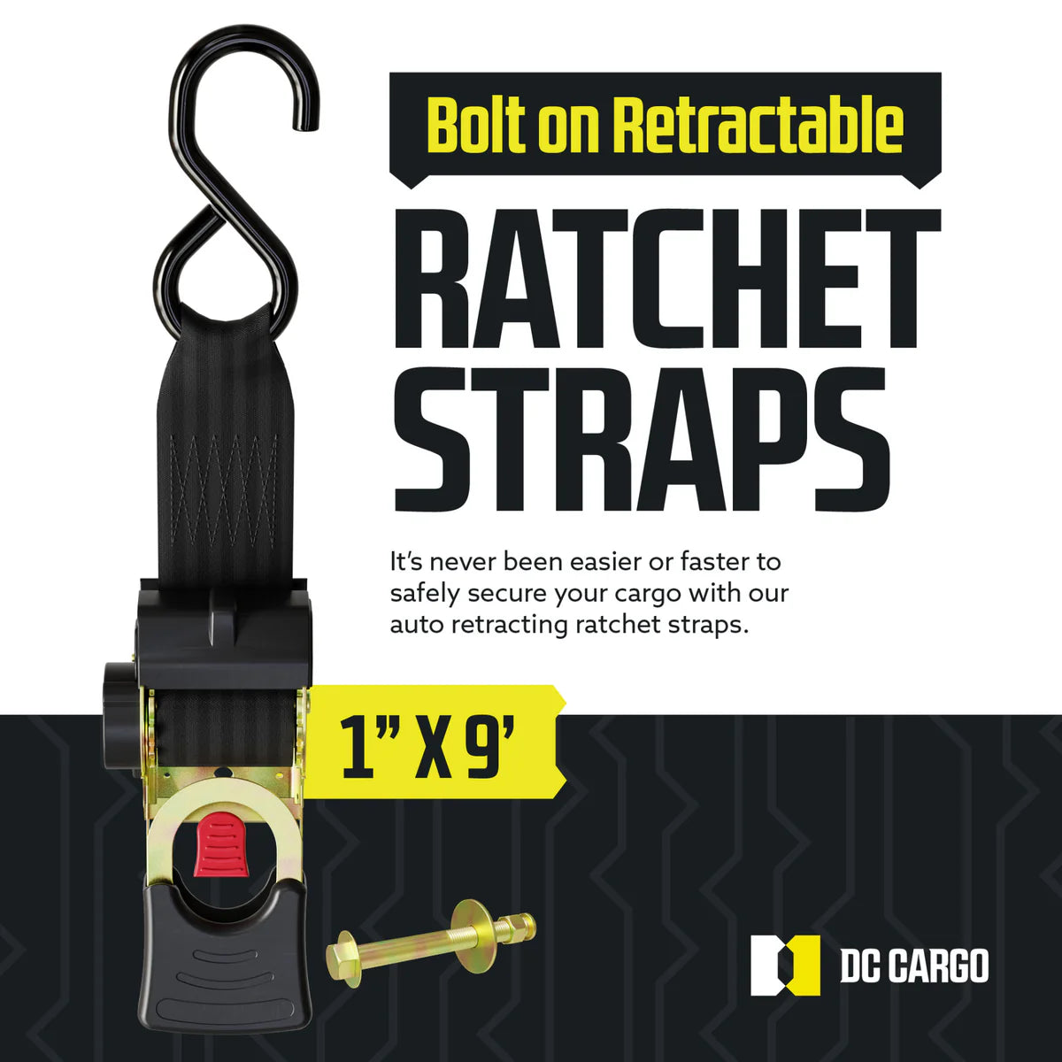 1 inch Bolt-On Retractable Ratchet Straps