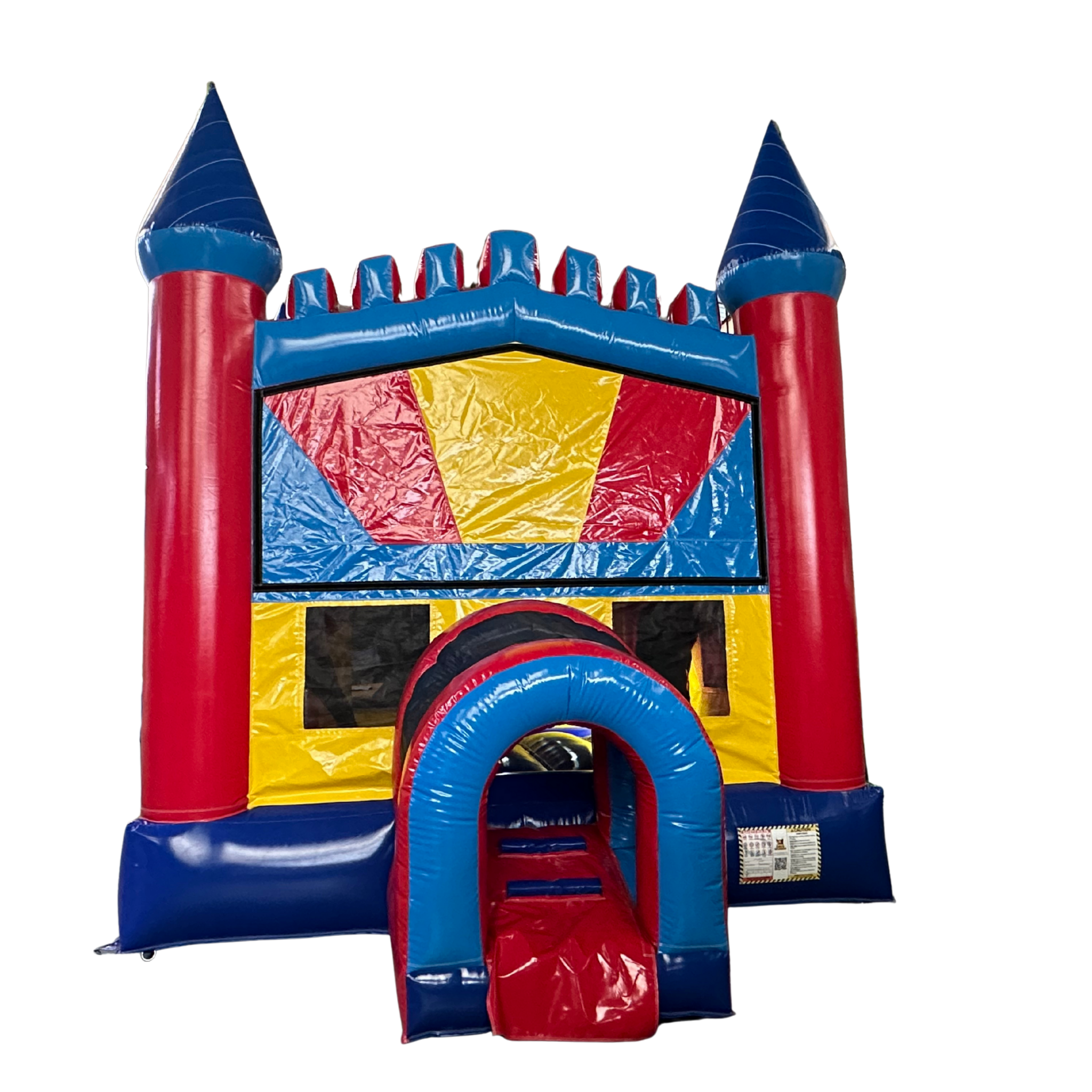 Castle Bounce House – Primary Colors- Blue Tips