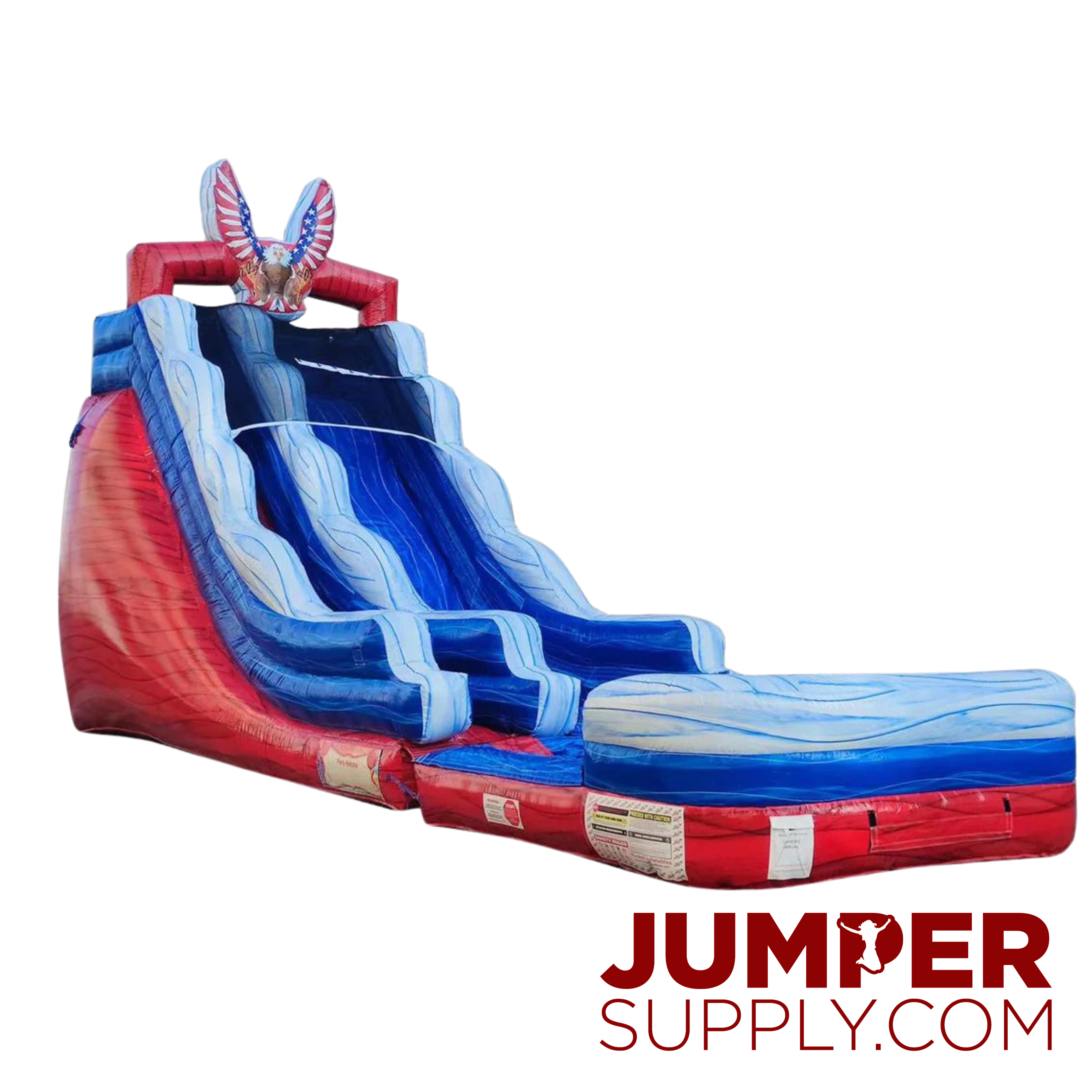 20' Water Slide - Red & Blue Marble with American Eagle & Removable Pool, Sitting Height - 14