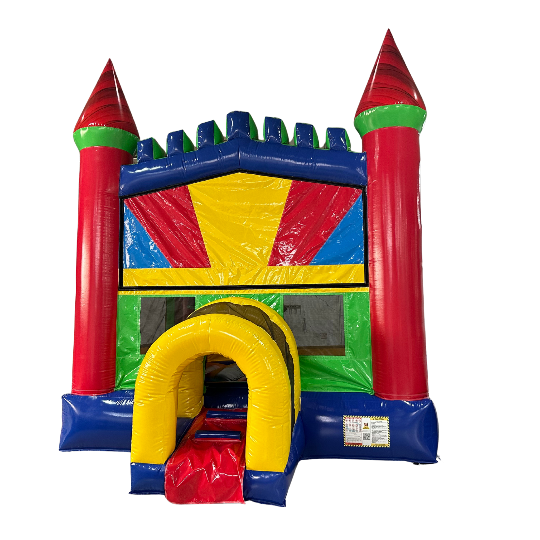 Classic Castle Bounce House – Primary Colors- Red Tips