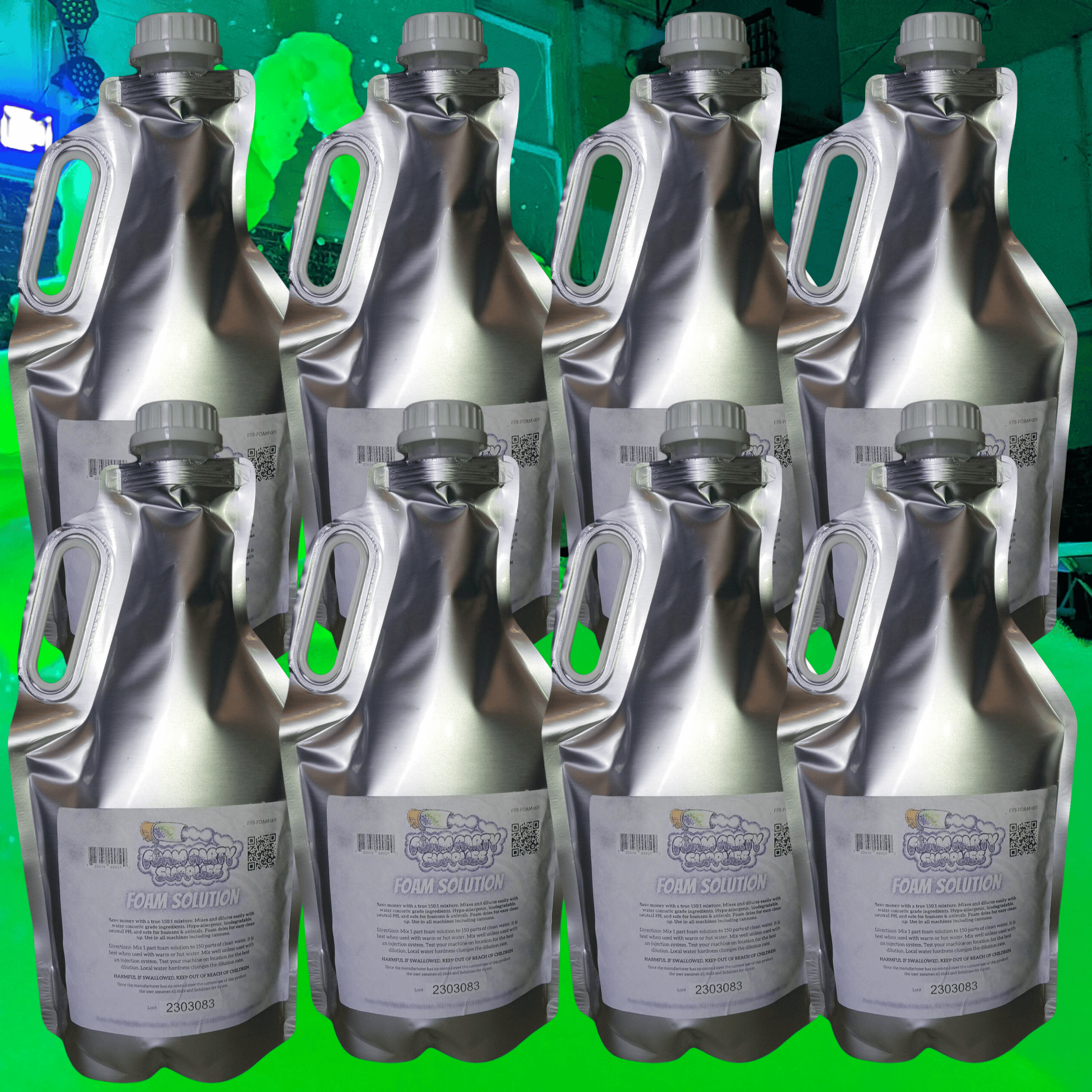 10 containers of UV glow party foam solution