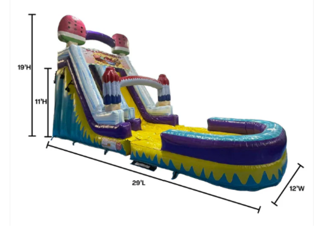 19'H Ice Cream Slide Wet n Dry with Removable Art Panel