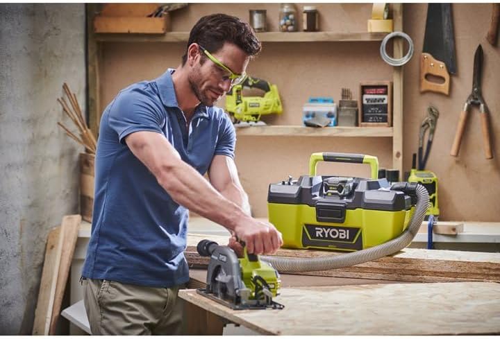 Ryobi ONE+ 18V Lithium-Ion Cordless 3 Gal. 
Project Wet Dry Vacuum with Accessory Storage,
 4.0 Ah Battery, and Charger

 (Used)