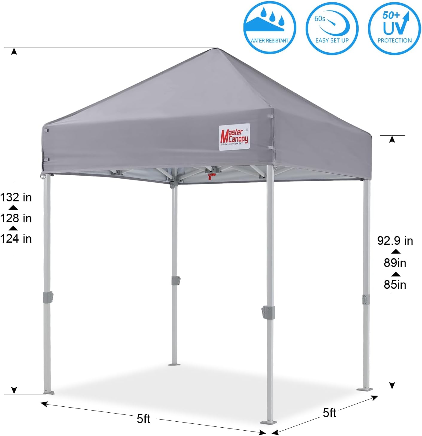 MASTERCANOPY Pop Up Canopy Tent 
Commercial Grade Instant Shelter
 (5x5, White) USED (Used)