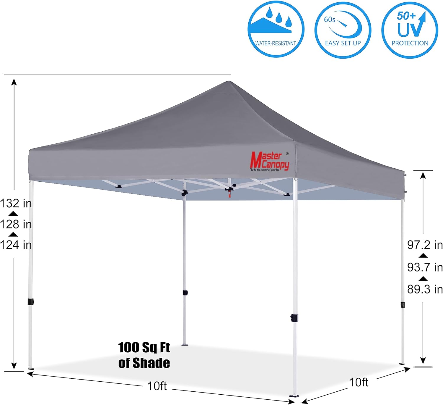 MASTERCANOPY Pop Up Canopy 
Tent Commercial Grade 
10x10 Instant Shelter (White)
NEW (Used)