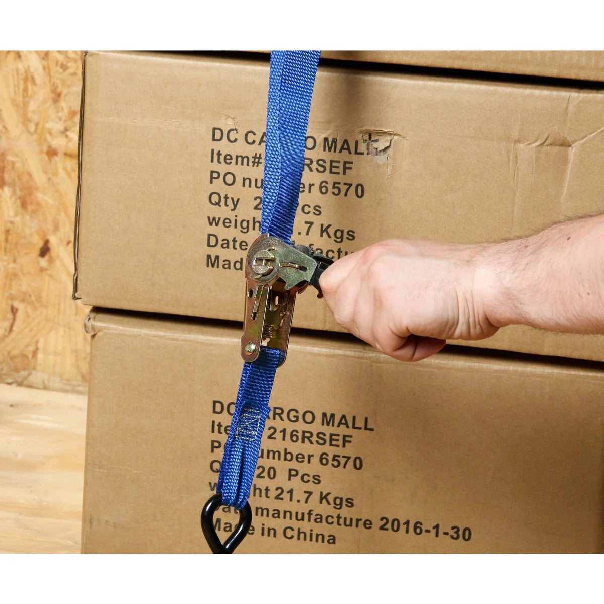 1 inch x 15 ft Cargo Ratchet Strap With Vinyl S Hooks