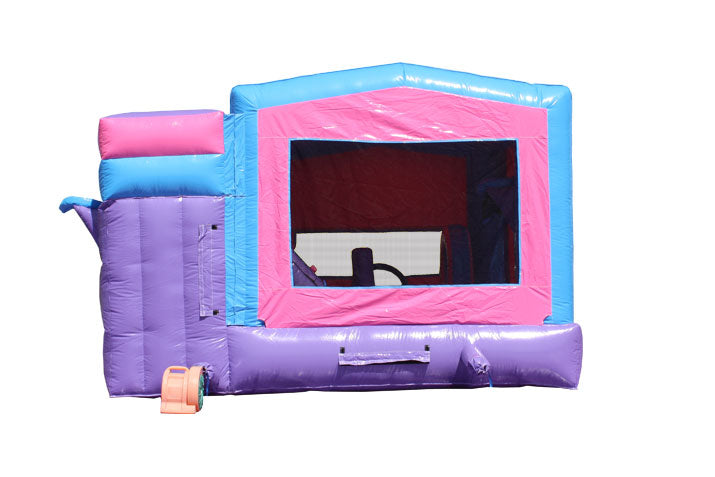 Inflatable Castle 6 in 1 Pink & Purple Module Combo Jumper, Slide Pool, Climbing Wall, and Basketball Hoop