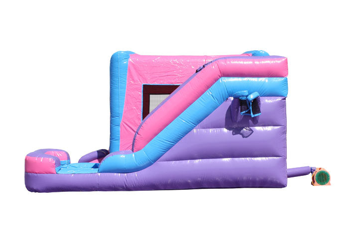 Inflatable Castle 6 in 1 Pink & Purple Module Combo Jumper, Slide Pool, Climbing Wall, and Basketball Hoop