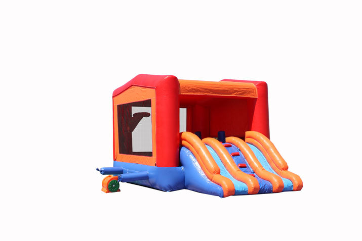 3-1 Module Combo Double Dry Slide with Middle Stairs Orange